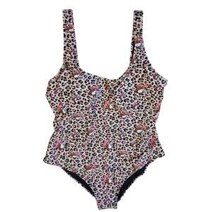 Buc-ees Women's XS Cheetah Logo Print One Piece Swimsuit Bathing Suit Bucees